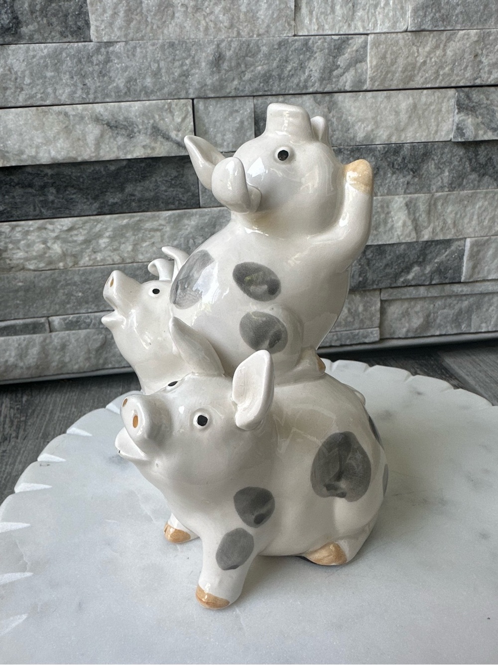 Vintage Stacked  Pig Figurine by Omnibus  OCI Japan Farmhouse